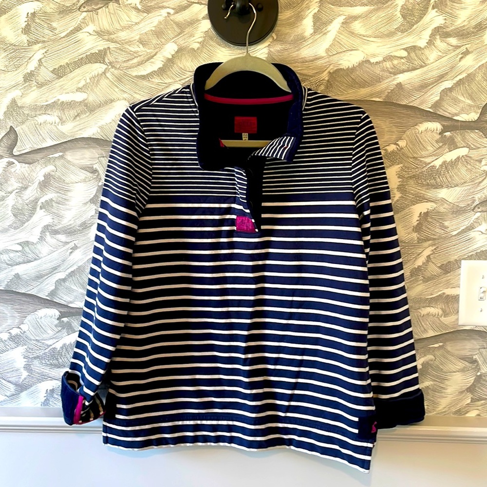 JOULES BLUE AND WHITE STRIPE PULLOVER. Size 10